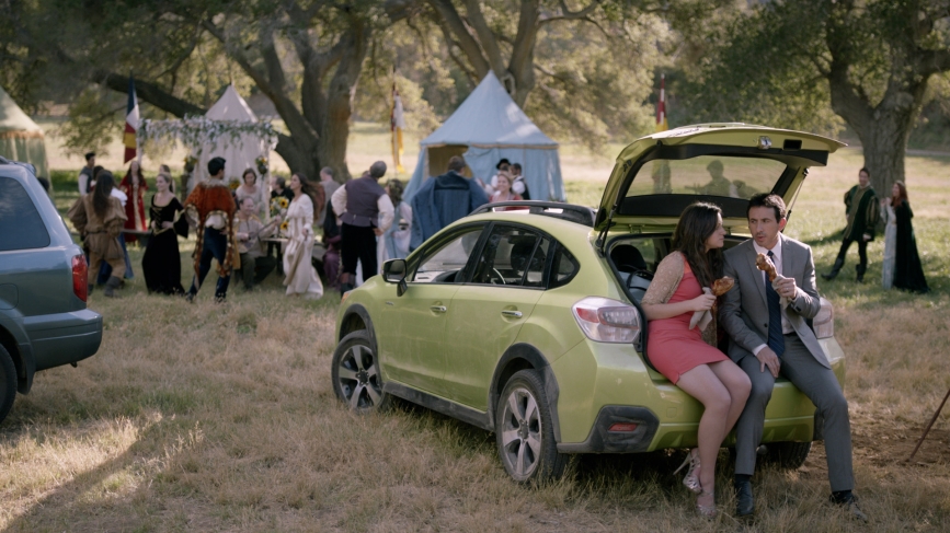 Subaru hybrid, Michael Downing, couple, driving, renaissance fair